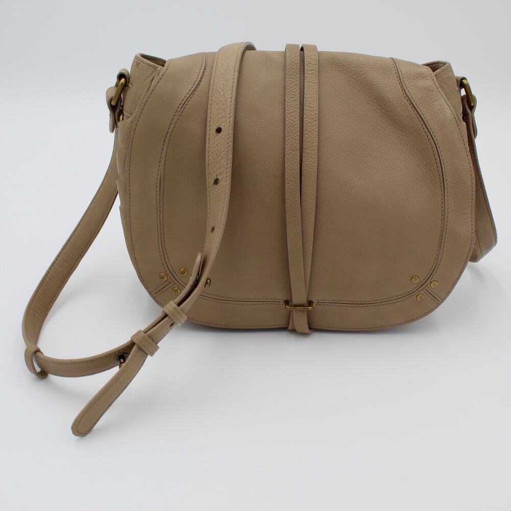 Jerome Dreyfuss Leather Crossbody Purse Saddle Bag Beige Chain Quiet Luxury